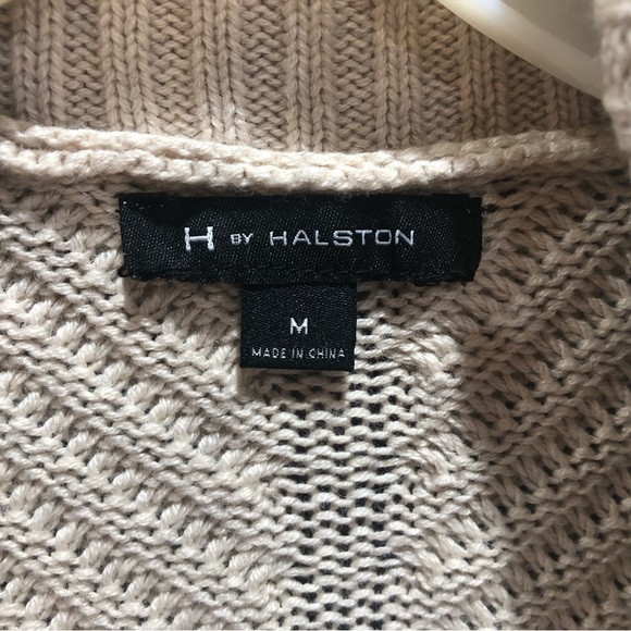H by Halston Ivory Oatmeal Open Front Ribbed Cardigan Oversized Sweater Sz M - Picture 5 of 12